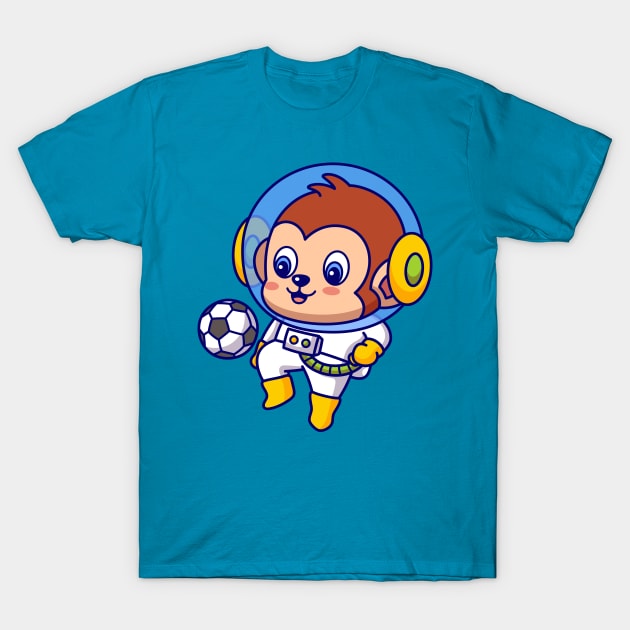 Soccer Monkey Astronaut T-Shirt by yellowline